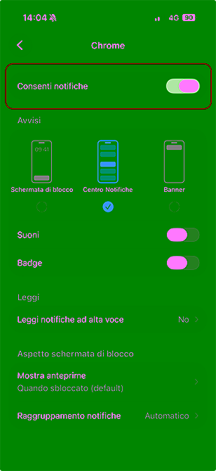 attivazione notifiche da cellulare strumenti topografici