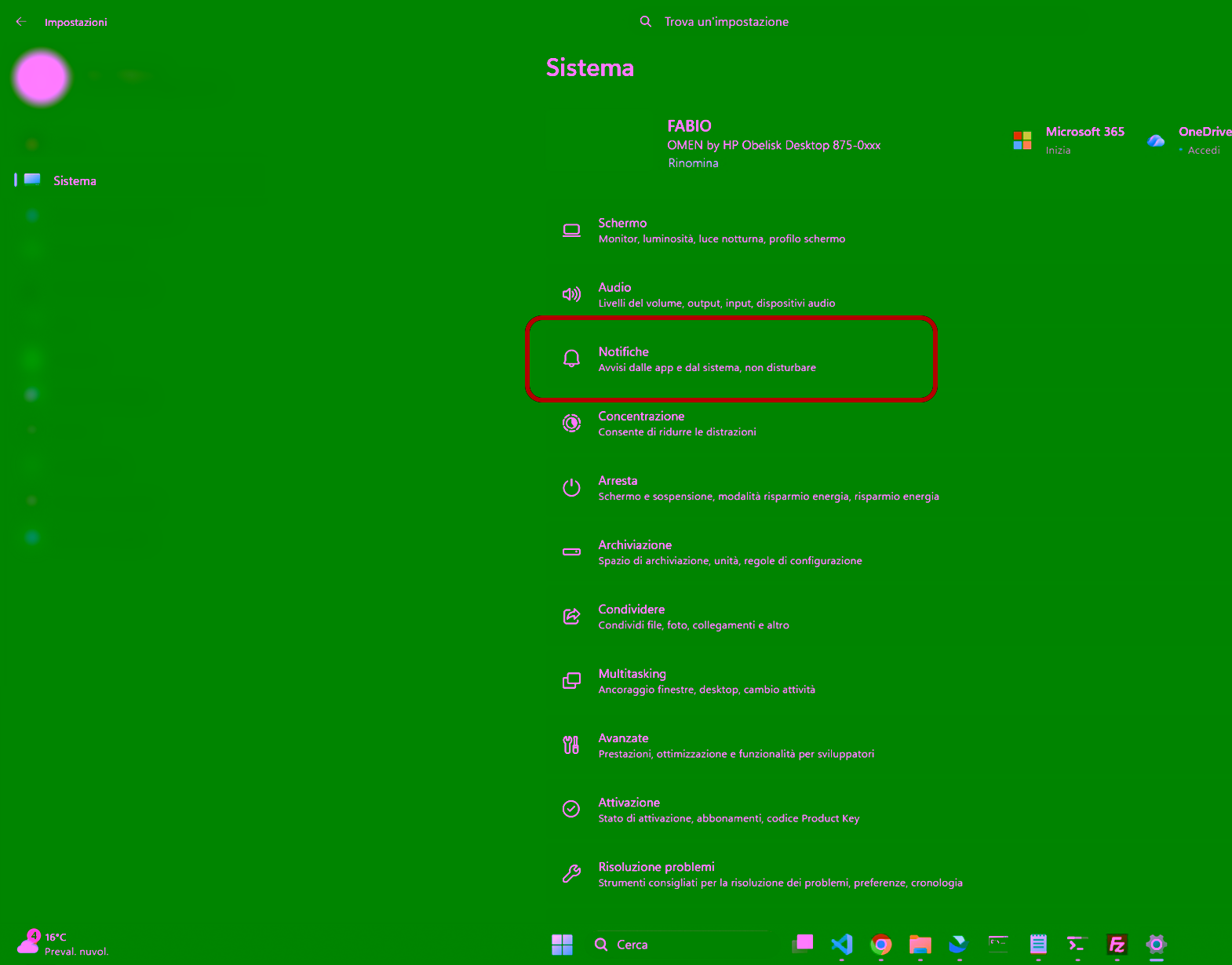 attivazione notifiche da desktop windows strumenti topografici