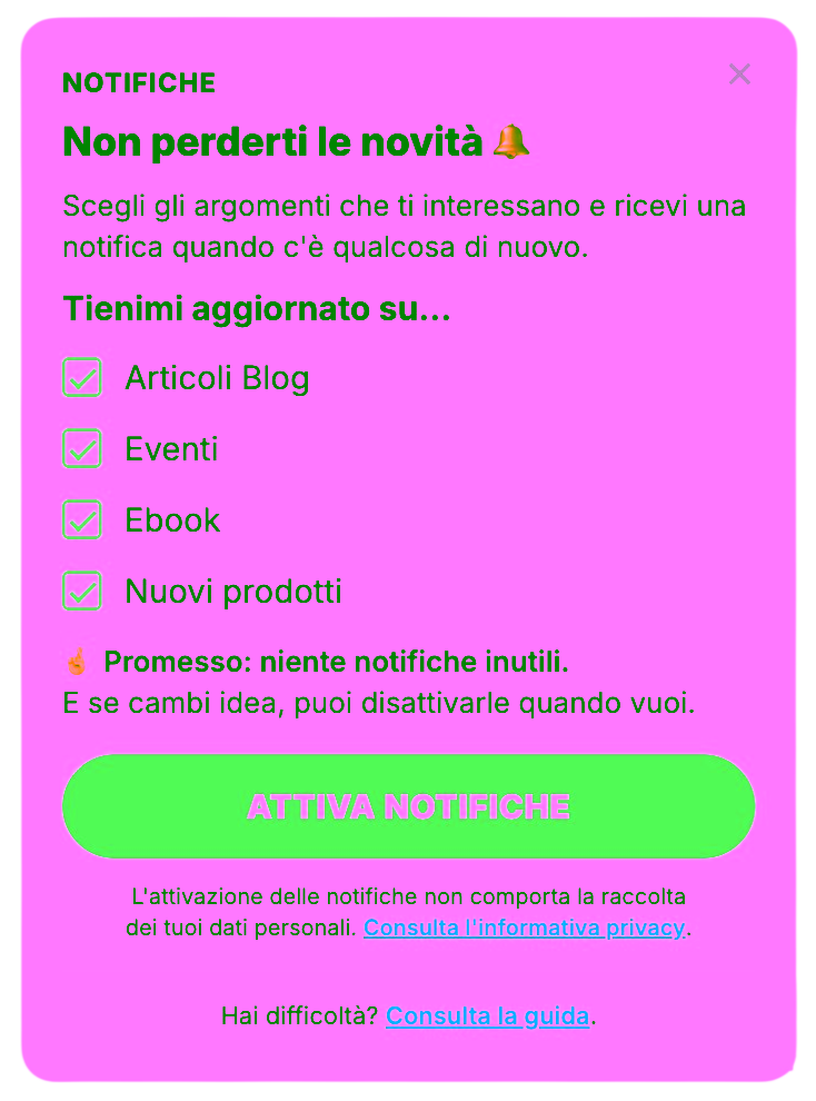 attivazione notifiche - strumenti topografici