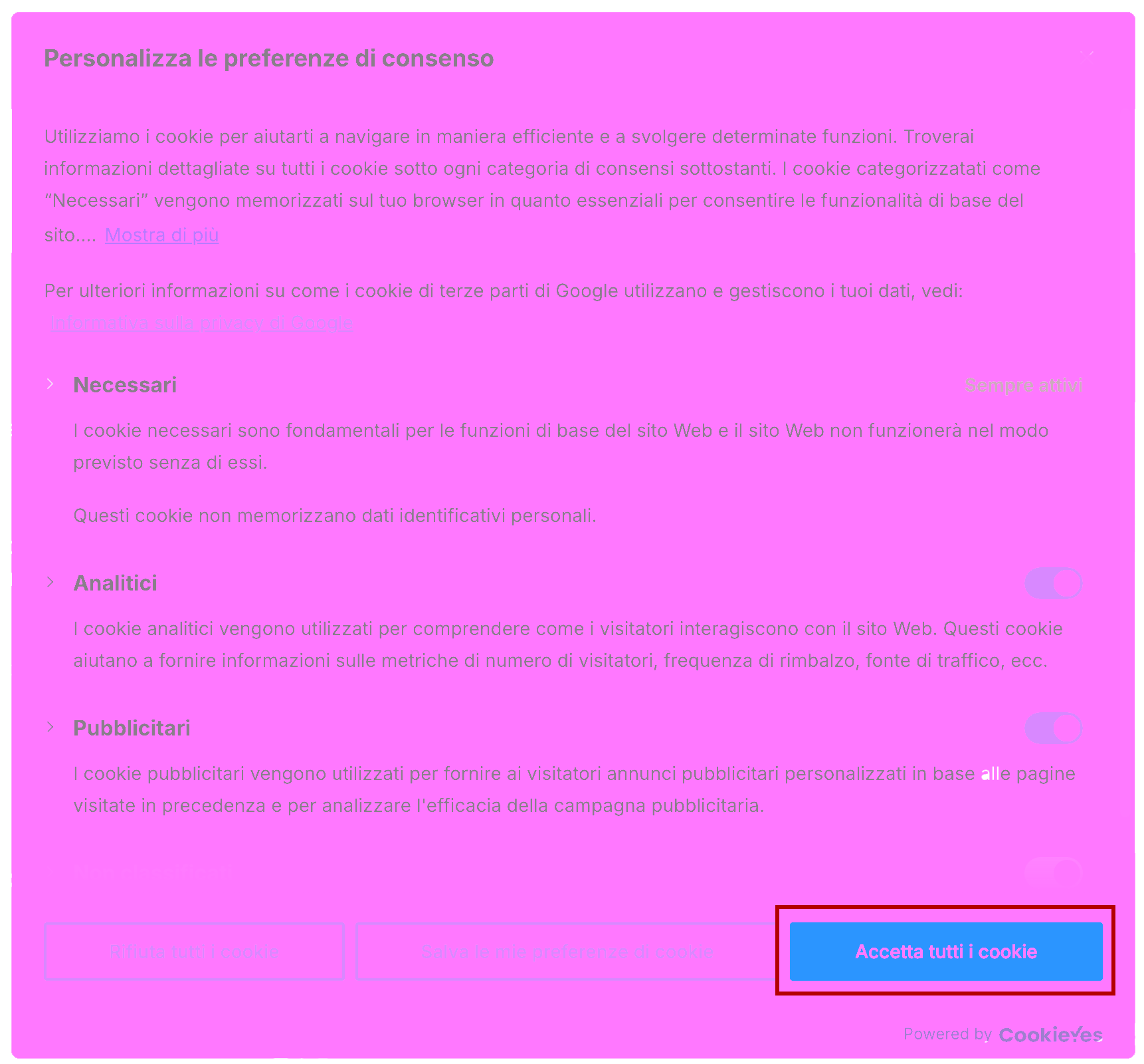 banner cookie per notifiche - strumenti topografici