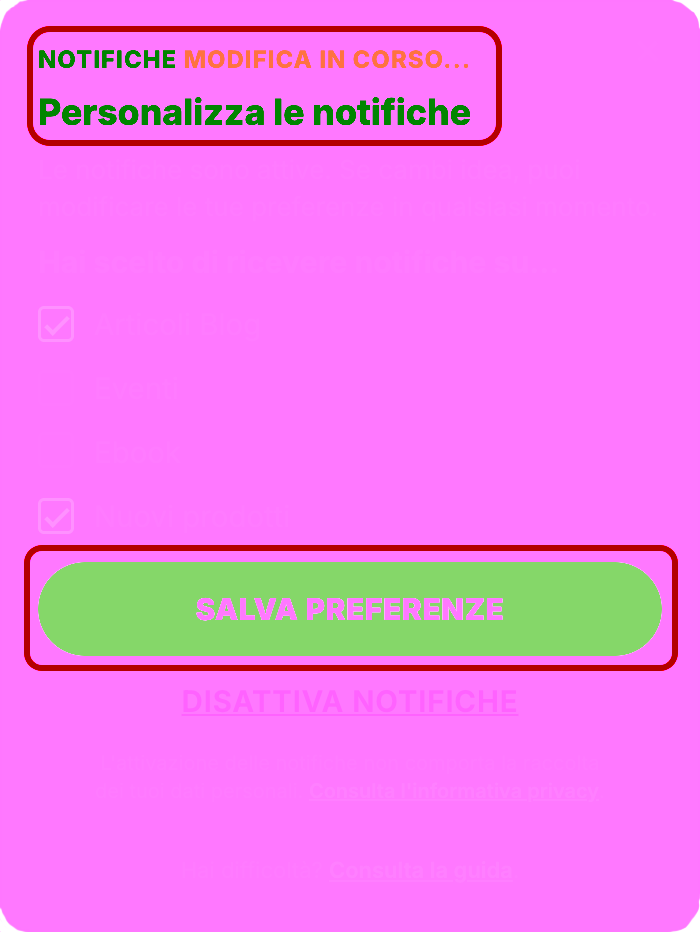 come modificare le preferenze notifiche strumenti topografici