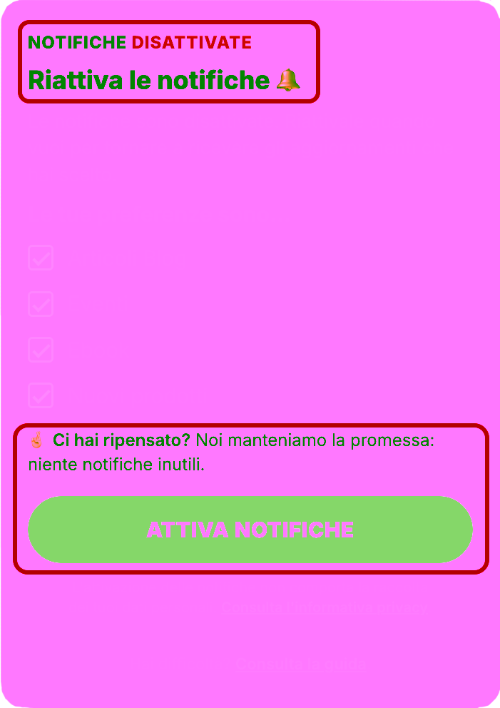 come riattivare le notifiche strumenti topografici