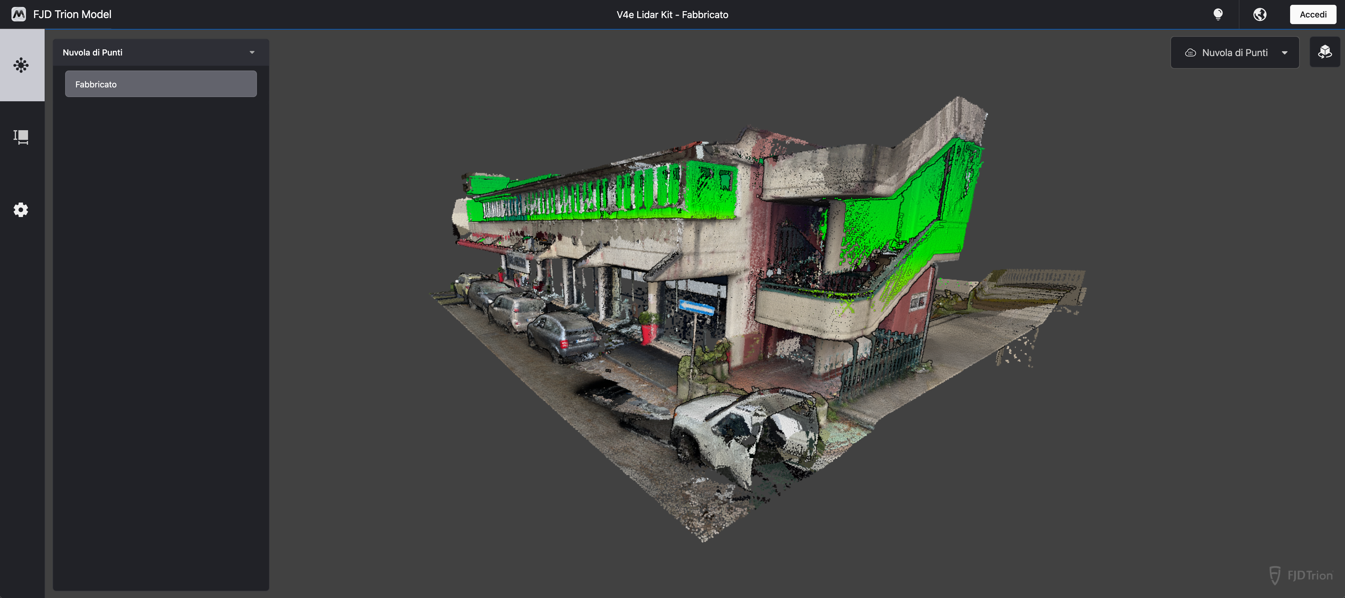 fjd v4e lidar kit nuvola di punti navigabile