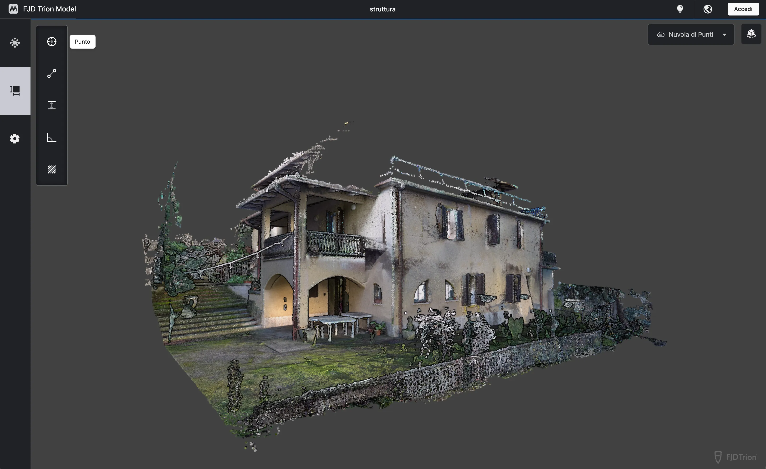 Anteprima della nuvola di punti 3D realizzata con Trion P2 e Trion Model